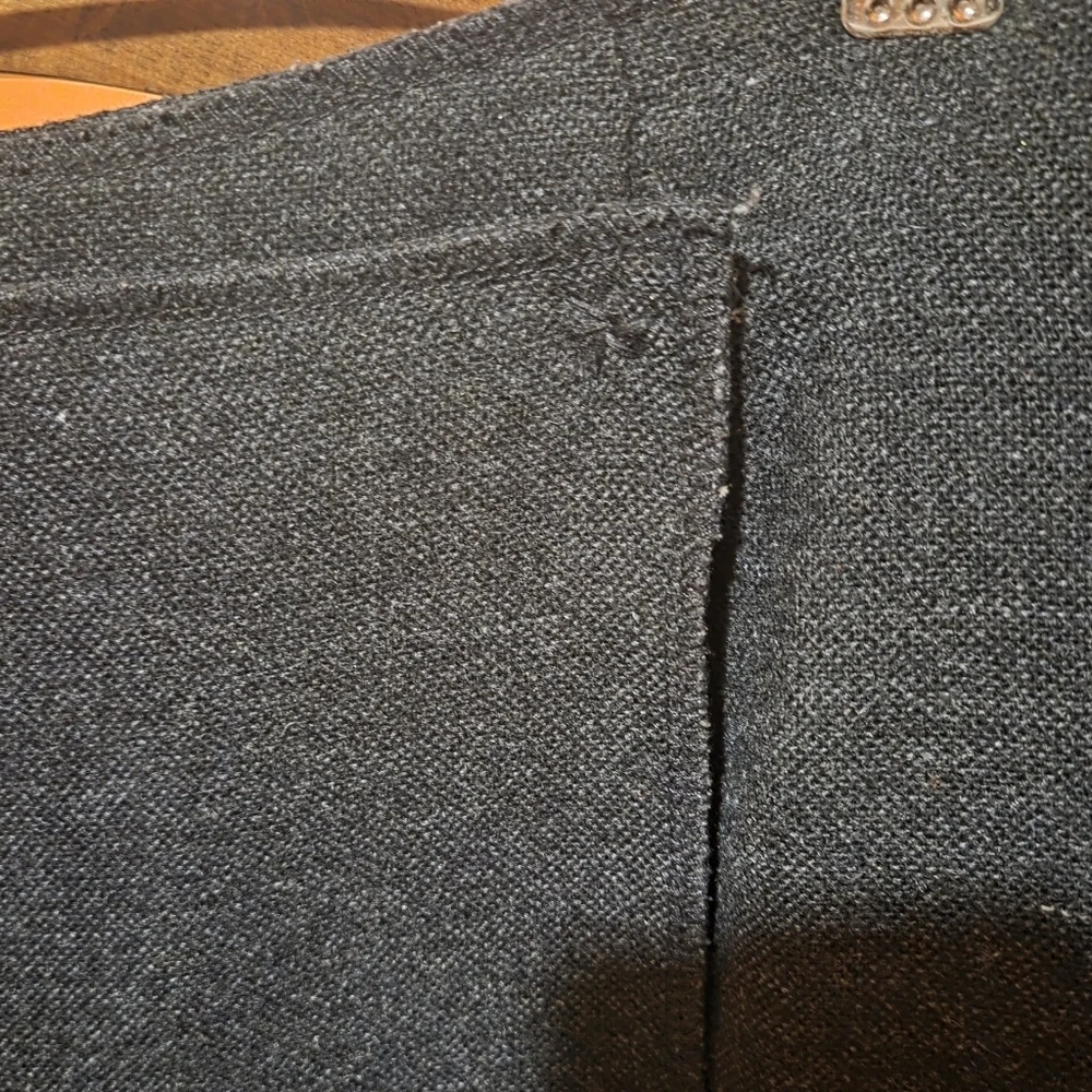 Eddie Bauer Vintage 90s Wool Blend Blanket Wrap Long Skirt Fair Isle Gray Sz 8 - Picture 8 of 8